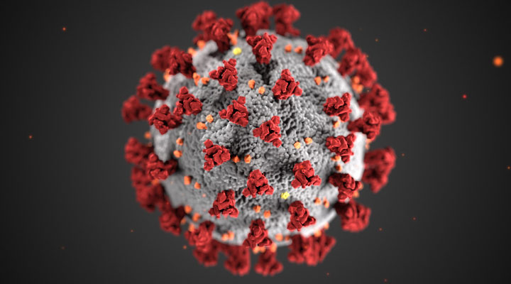 Computer generated image of coronavirus, COVID-19