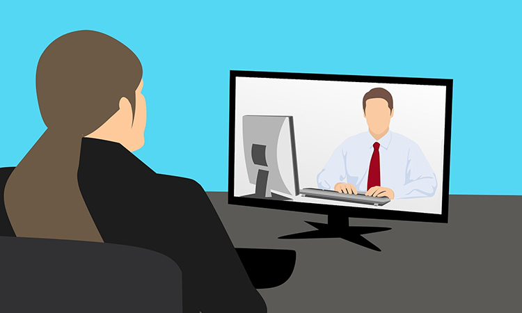 Illustration of video conference between patient and health professional