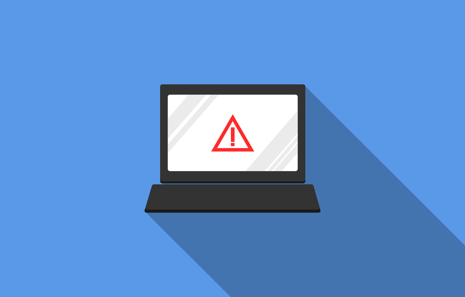 Illustration of a laptop with a warning on the screen