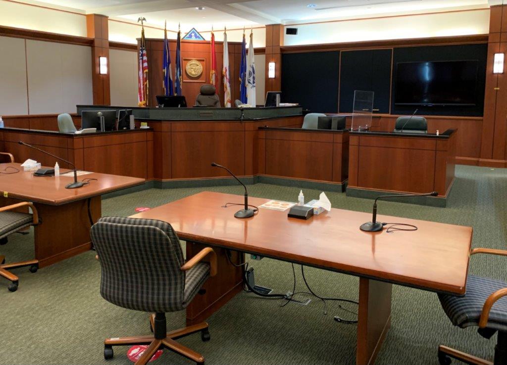 Tables Courtroom Chairs Microphones Judge Seat