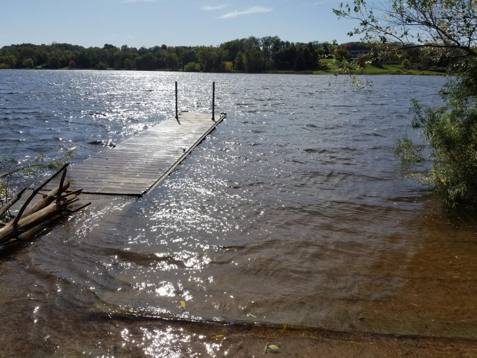 Dock flooded by high lake water levels