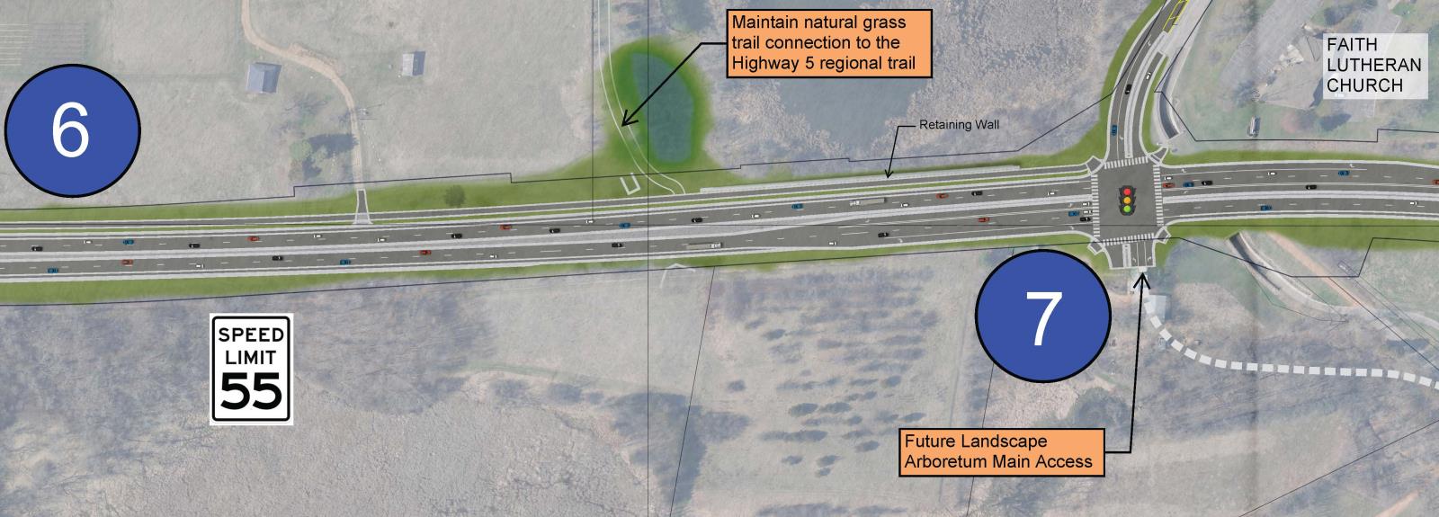 Detailed map of the permanent traffic signal at Highway 5 and Minnewashta Parkway